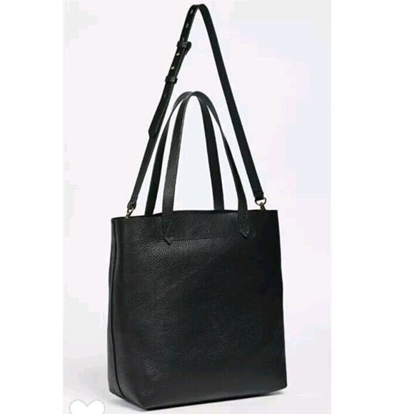 Madewell Handbags - Madewell The Medium Transport Leather Tote w/ 2 Straps Black